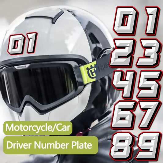 Motorcycle Racing Arabic Numbers Stickers DIY Refit Reflective Sticker Number Helmet Car Styling 3D Realistic Motorcycle Decals