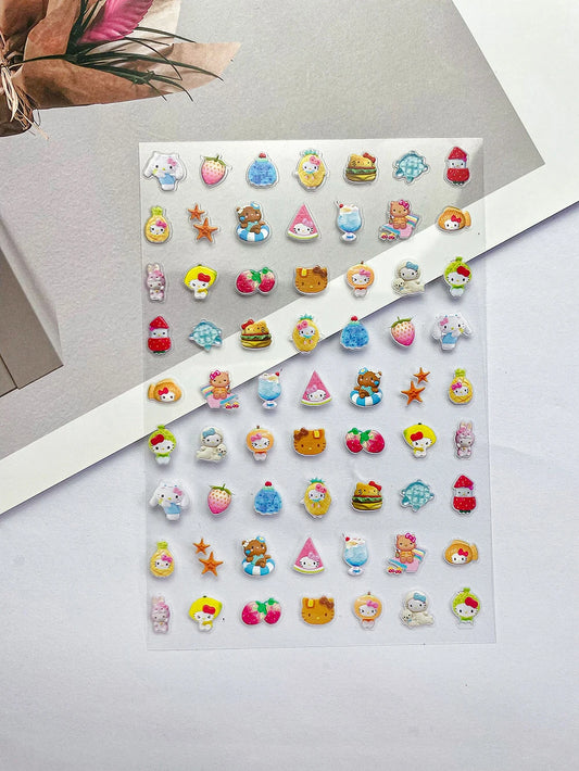 Mini Hawaii Hellokitty Luggage Tags Sticker Flowers Strawberry for Suitcase Bags Laptop Waterproof Self-adhesive Nail Sticker