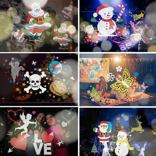 LED Fairy Light Outdoor Stage Projector Ceiling Decor Multi-dynamic 6 Patterns Christmas Projection Lamp Rotating USB Powered