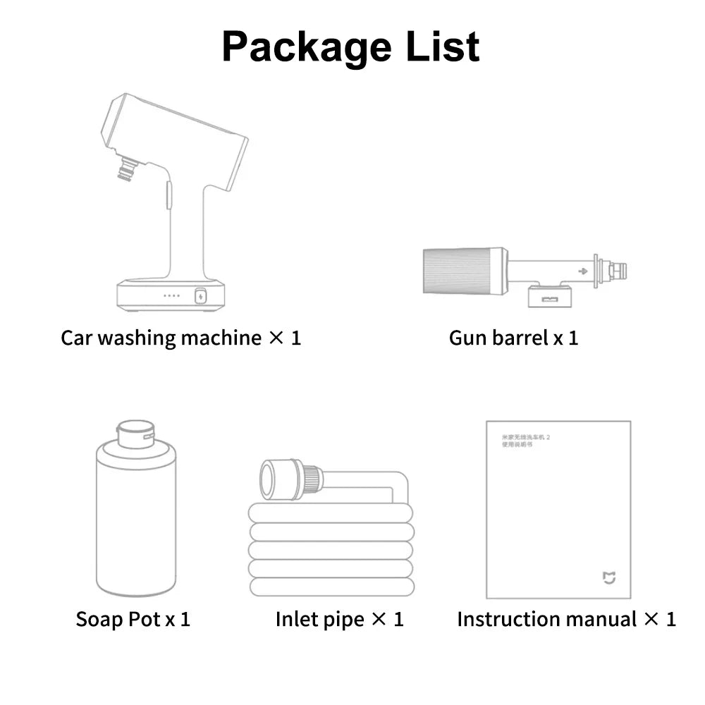 Xiaomi Mijia Wireless Car Washer 2 160L/h Large Water Volum Efficient Flushing Auto High Pressure Car Wash Gun Washer for Home
