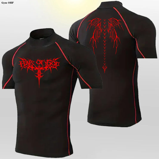 Men's High Collar Sport T-Shirts, Quick Fitness, Running, Short Sleeve, Compression Tops, Casual, Outdoor Cycling, Breathable Pants