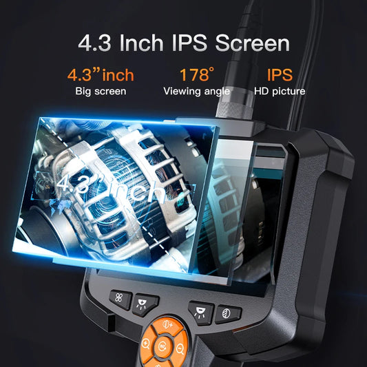 Cámara endoscópica industrial con pantalla IPS de 4,3 pulgadas, IP67, resistente al agua, HD1080P, lente de 8 mm, para inspección de tuberías y alcantarillado, boroscopio para coche.