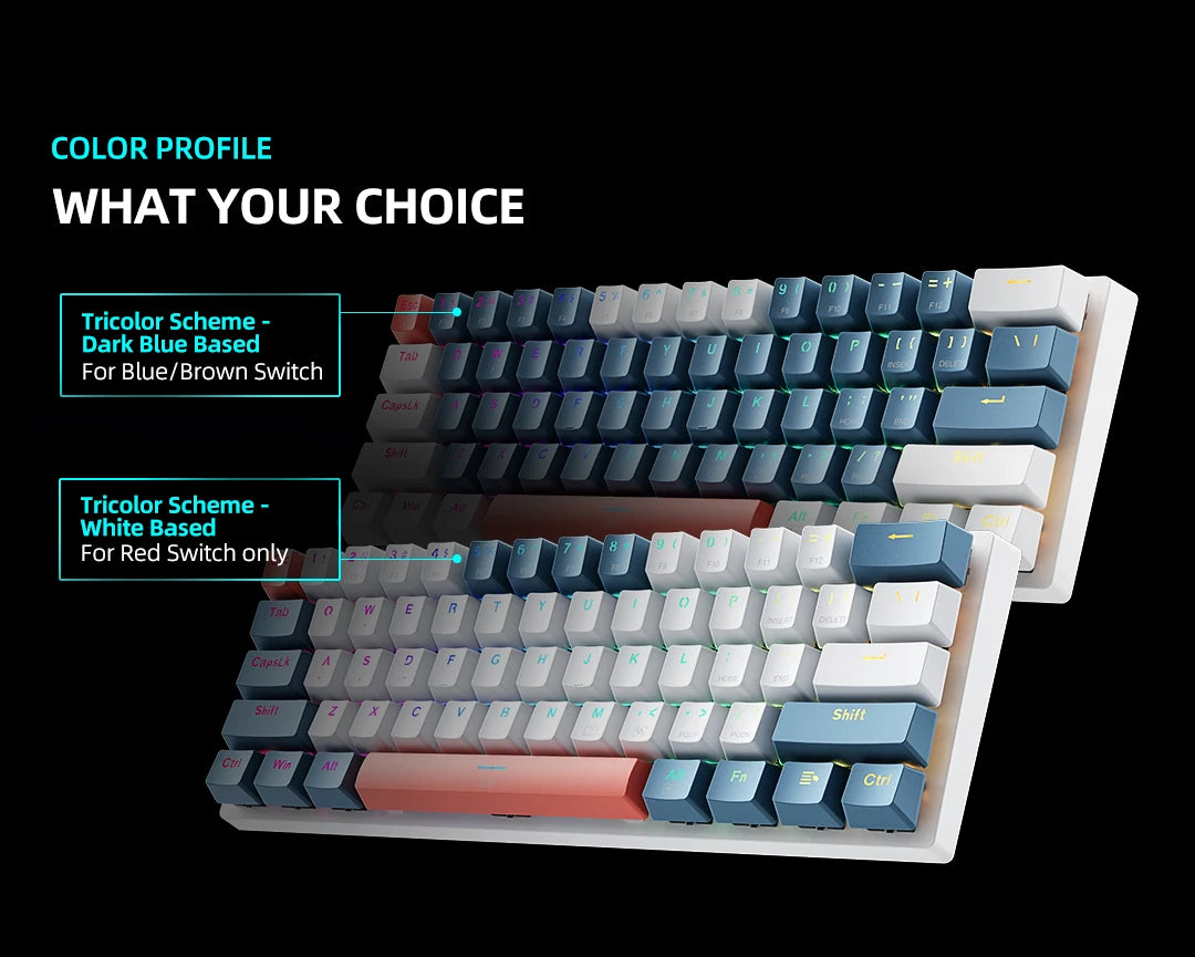 Mini teclado mecánico Machenike K500-B61 con factor de forma del 60%, 61 teclas, teclado para juegos con cable, teclas completas, retroiluminación RGB intercambiable en caliente