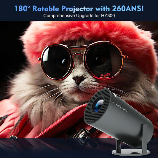 Proyector Magcubic Android 11 4K 1280*720P HY300 Pro, doble wifi, 260ANSI 180, flexible, BT5.0, cine en exteriores, portátil.