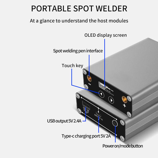 Soldadora por puntos ajustable de 30 velocidades con pantalla OLED, batería de litio de 5000 mAh, ideal para tiras de níquel de hasta 0,15 mm, portátil, DH-30