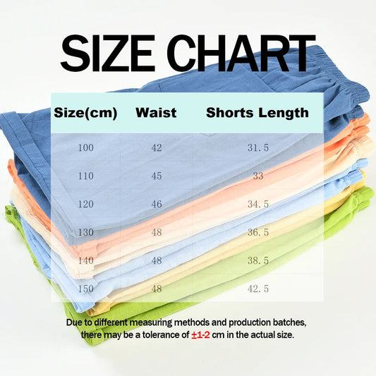 2-10Y Summer Boys Girls Shorts Children Candy Color Short Pants Kids Young Cotton & Linen Breathable Sports Beach Loose Shorts