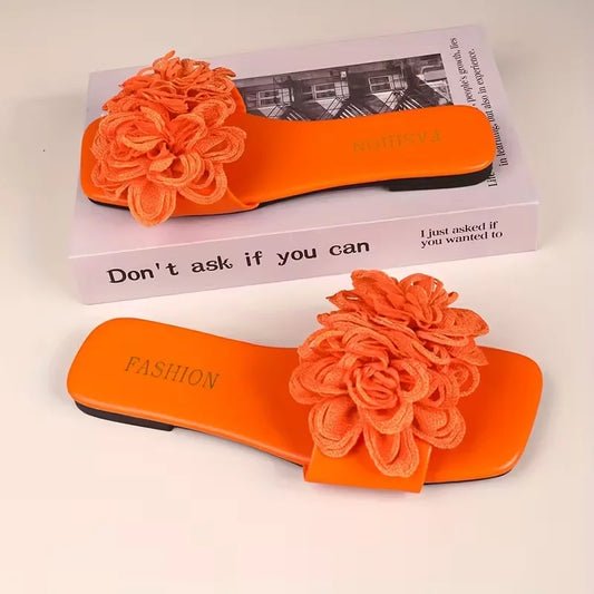 Women Flat Slippers Casual Walking Flower Shoes Female Summer Fashion Dress Sandals Outdoor Shallow Slippers Home Slides Women