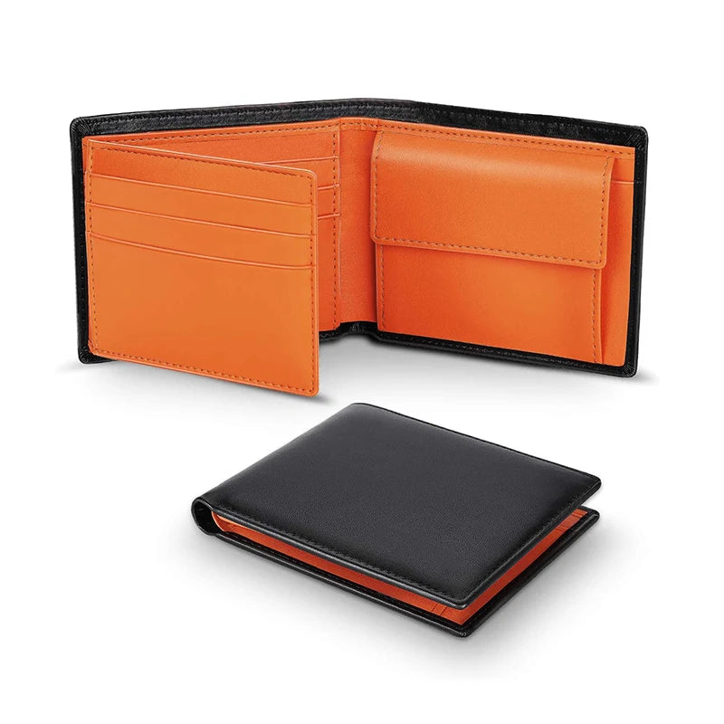Wallets Mens Slim RFID Blocking Genuine Leather with Coin Pocket 2 Banknote Compartments 10 Credit Card Holders Wallet for Men