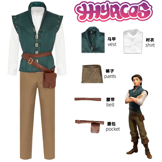 Movie Rapunzel Cosplay Costume Tangled The Series Flynn Rider Cosplay Suits Rapunzel Dress Halloween For Adult Women Men Party