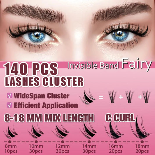 UcoolMe cílios Fairy Lashes Cluster C Curl 140 Pcs Clusters de Cílios Individuais Extensão de Cílios Postiços Natural Look Iniciante Frie