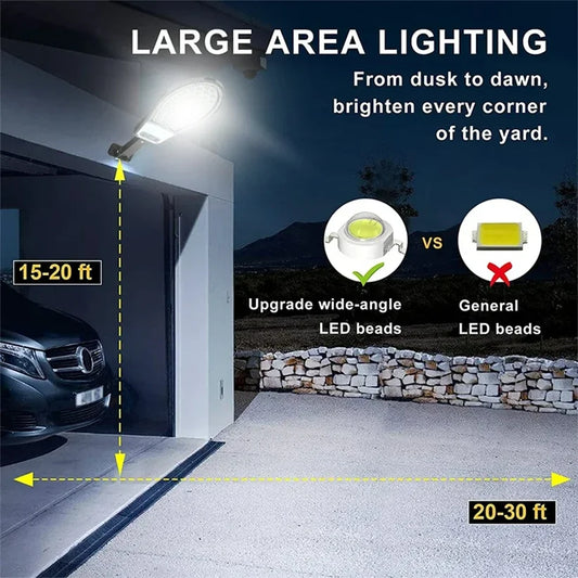 Luces solares para exteriores, potentes, para pared de jardín, con sensor de movimiento, IP66, impermeables, para calle