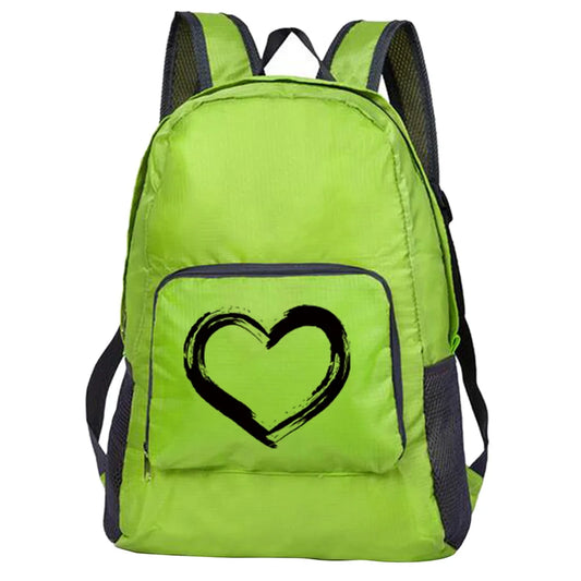 Outdoor Travel Lightweight Portable Foldable Backpack Love Print Folding Green Bag Ultralight Pack for Women Men Hiking Daypack