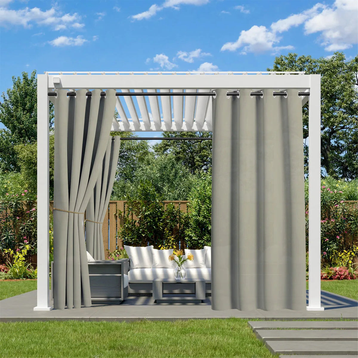1PC, Waterproof Outdoor Grommet Curtain For Patio Gazebo Front Porch Pergola