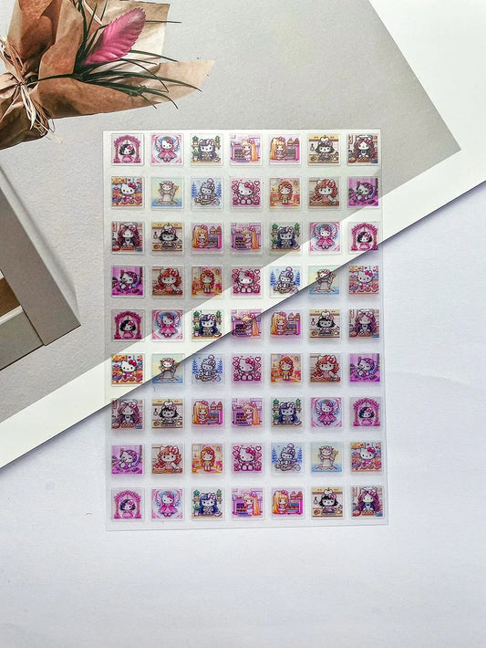 Mini Hawaii Hellokitty Luggage Tags Sticker Flowers Strawberry for Suitcase Bags Laptop Waterproof Self-adhesive Nail Sticker