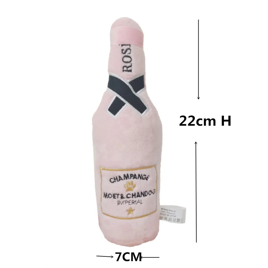 Juguetes de lujo para perros, duraderos, de peluche, con forma de botella de vino y chirrido, ideal como regalo para perros, con perfume de peluche y chirrido.
