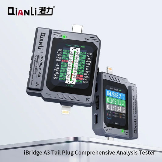 Detector de enchufe trasero de teléfono móvil QIANLI iBridge A3 Compatible con dispositivos con interfaz Lightning y Tipo-C para iPhone HUAWEI Samsung XM