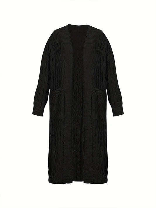 Suéter de mujer de talla grande, cárdigan informal de moda, suéter de punto de color sólido, cárdigan con bolsillo, otoño e invierno, el mejor