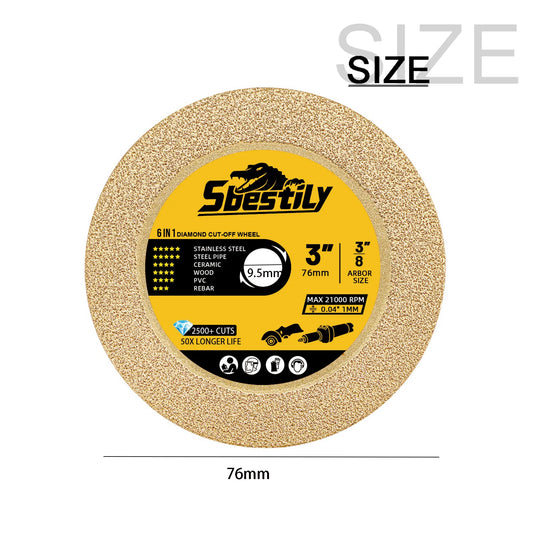 2pcs 75mm Diamond Cutting Disc 3" Stone Cutting Wheel Glass Cutting Saw Blade for Cutting Metal Wood Ceramic Pvc Concrete Rebar