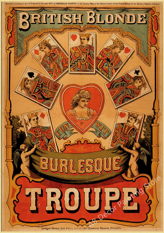 Retro Circus Posters Acrobat Magician Wild West Kraft Paper Prints Vintage Home Room Aesthetic Art Wall Decor Painting Picture