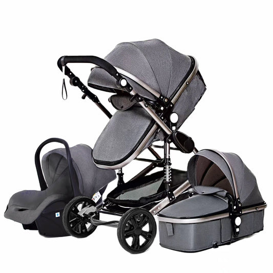 Luxurious 3-in-1 Portable Travel Baby Stroller High Landscape Aluminum Frame Foldable Pram Newborn Infant Four-Wheel Carriage