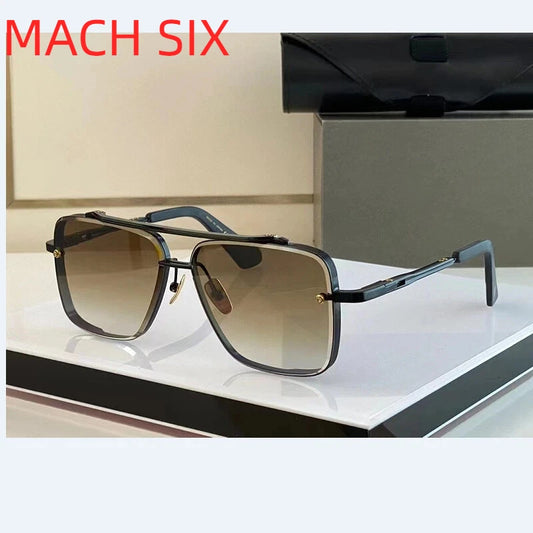 Original Factory DT MACH SIX With Brand Box Leisure Top Quality Classic Luxury Designer Silver Alloy Frame Men Women Sunglasses