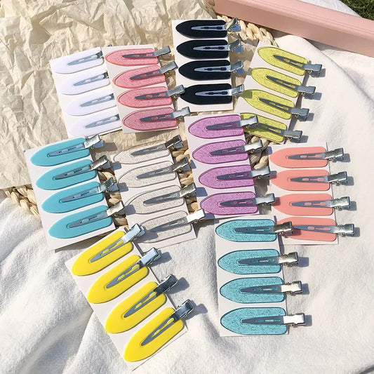 Juego de 4 pinzas para el pelo sin costuras, sin dobleces, para flequillo lateral, accesorios de maquillaje para el rostro, horquillas para peinar para mujeres y niñas.