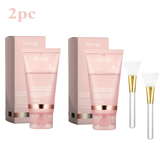 Collagen Overnight Wrapping Peel-Off Facial Mask Set Korean Collagen Night Wrapping Mask Deeply Hydrates Night Care Mask Cream