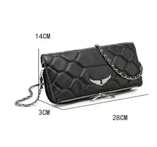 Nuevos bolsos de hombro ZADIG & VOLTAIRE para mujer, bandolera de diseñador con decoración de alas, 2 correas de cadena, color beige, solapa y cremallera.