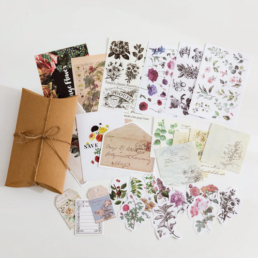 Retro Vintage Scrapbooking Kit Kraft Paper Card Tag Rope Material Scrapbook Sets for Journaling Handiwork Hobby Decoration