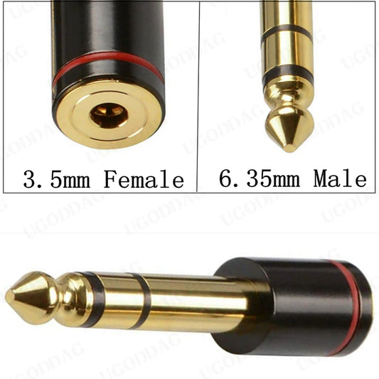 6.5 Connector Plug 6.35mm Male To 3.5mm Female Audio Adapter Gold Plated Hifi Headphones Jack Stereo Microphone Earphone DIY 3.5