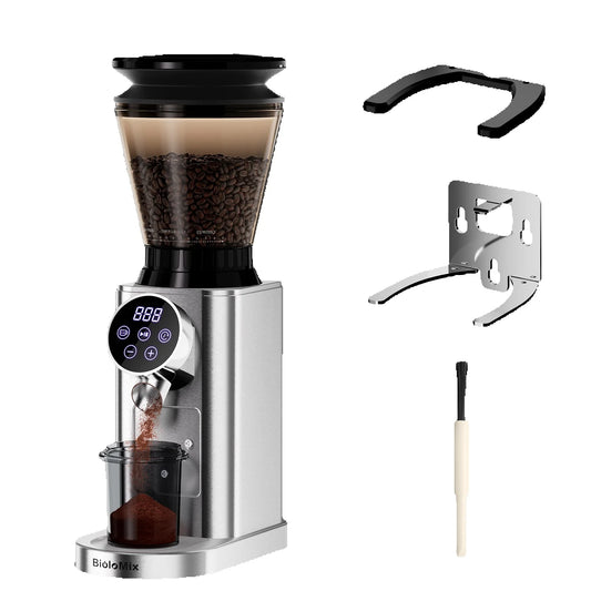BioloMix Automatic Burr Mill Electric Coffee Grinder CG210 with 48 Grind Settings Adjustable for Espresso American Coffee