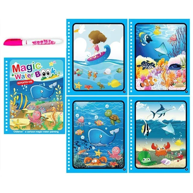 Drawing Coloring Books for Kids Magic Water Book with Pen 2 To 4 Years Old Children Learning Education Toy Baby Montessori Toys