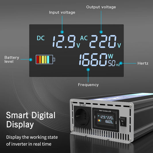 Inversor FDIK 12V 220V inversor de onda sinusoidal pura 24V 5000W con pantalla a Color convertidor de energía Solar para RV y Camping