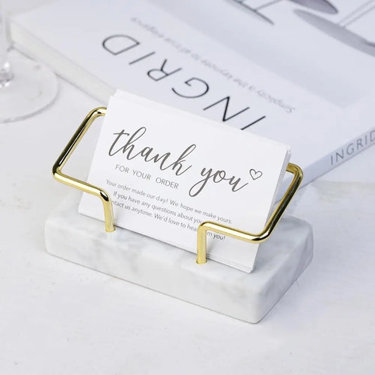 Marble Business Card Holder Organizer Desktop Name Card Display Stand Table Memo Pad Cards Storage Shelf Office Supplies