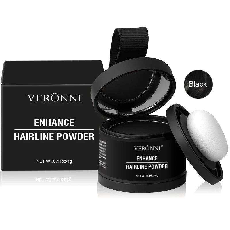 Polvo corrector de línea de cabello esponjoso, fibras temporales para cabello negro, raíces, cobertura de canas, polvo de sombra de línea de cabello al instante