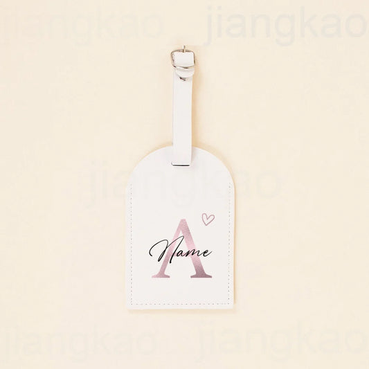 Personalized PU Luggage Tag Heart Letter with Name Suitcase Label Baggage Tags Travel Accessory Wedding Birthday Gift for Her