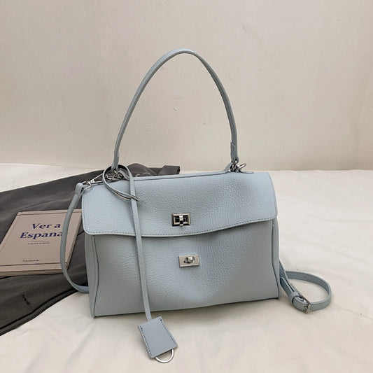Casual Large Capacity Lychee Pattern Single Shoulder Slant Cross Bag Versatile Underarm Bag Simple Stylish Tote Bag