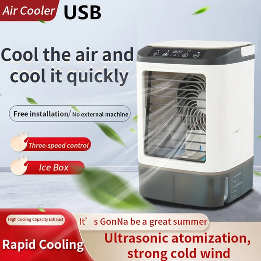 USB Portable Air Conditioner Fan Mini 3 Gears Home Desktop Cooling Fan LED Night Lamp Air Cooler for Room Office Camping 선풍기