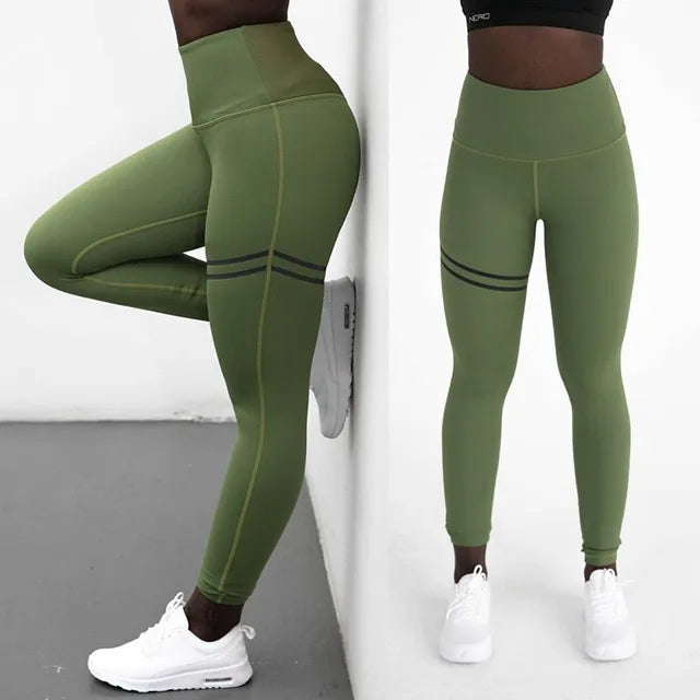 Calças femininas de cintura alta estampadas, leggings fitness, calças corrida, esporte ginásio, calças jogging