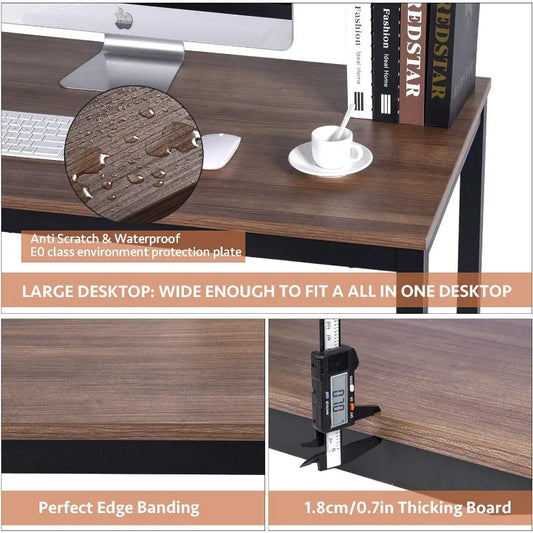 Writing Computer Office Desk 59 Inch(60"x 30") Home Office Wooden Writing Study Desk Table, Large Solid Wood Desk,
