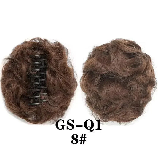 Coque despojado com piranha claw clip aplique de cabelo cacheado