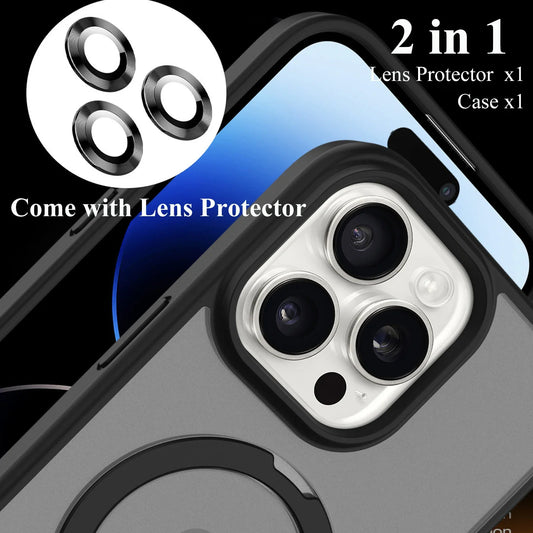 Funda magnética para teléfono móvil con soporte de anillo para iPhone 16, 15, 14, Pro Max Plus, 13, 12 y 11, funda translúcida con protector