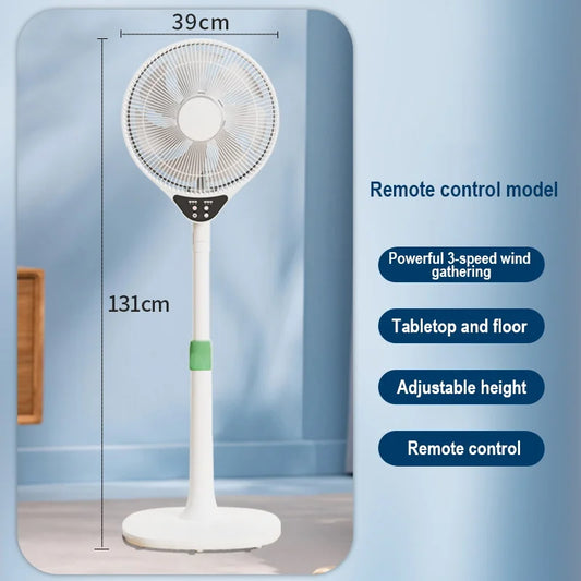 220V Electric Pedestal Standing Fan Adjustable Height Desk Air Blower Timing Oscillating for Living Room Bedroom Kitchen Home Office