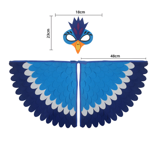 Children Owl Wings Costume Animals Peacock Felt Cloak with Mask for Kids Boys Girls Stage Performance Halloween Party Cape