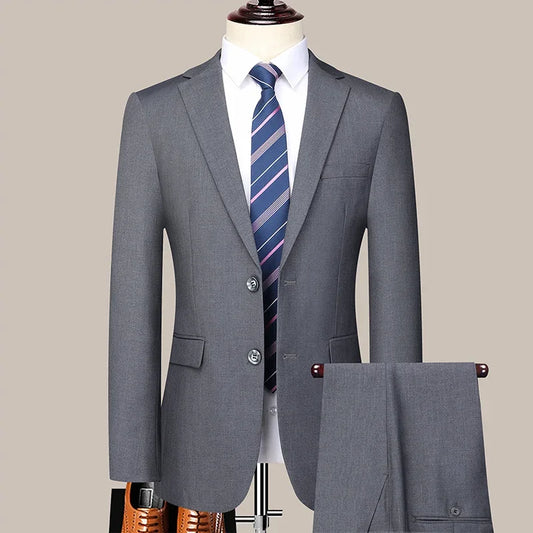 2024 Two-button Suit for Men (suit + Trousers) Handsome Slim-fit Business Professional Work Formal Two-piece Set S-6XL