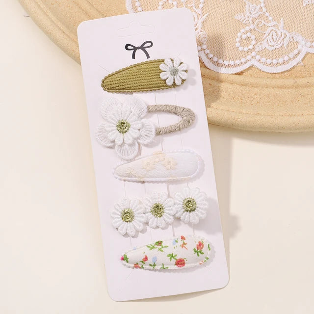 5 pçs/set mini bebê menina grampo de cabelo bonito floral arco coelho princesa hairpin para criança menina adorável bang lado clipe acessórios para o cabelo