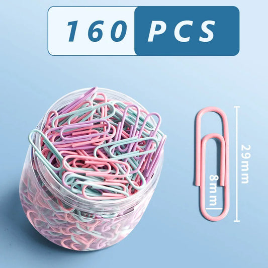 160-piece colored paper clips, office supplies, large paper clip, file bookmark, paper clip organizer, stainless steel stationery