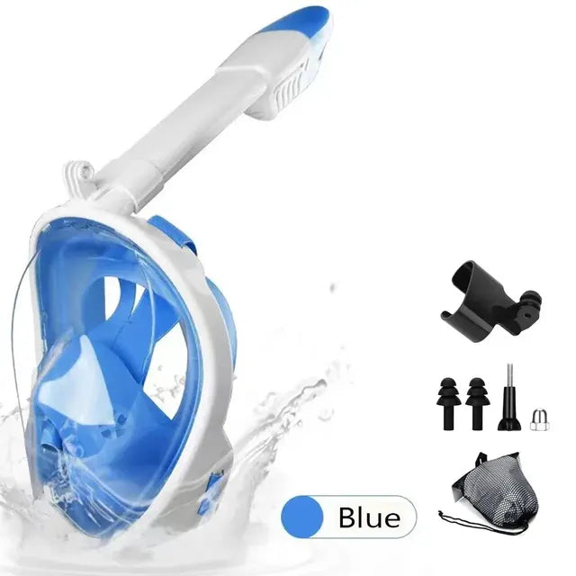 Conjunto de máscara de natação facial para crianças e adultos, respirador, anti nevoeiro, respiração segura, subaquática, mergulho, mergulho, mergulho