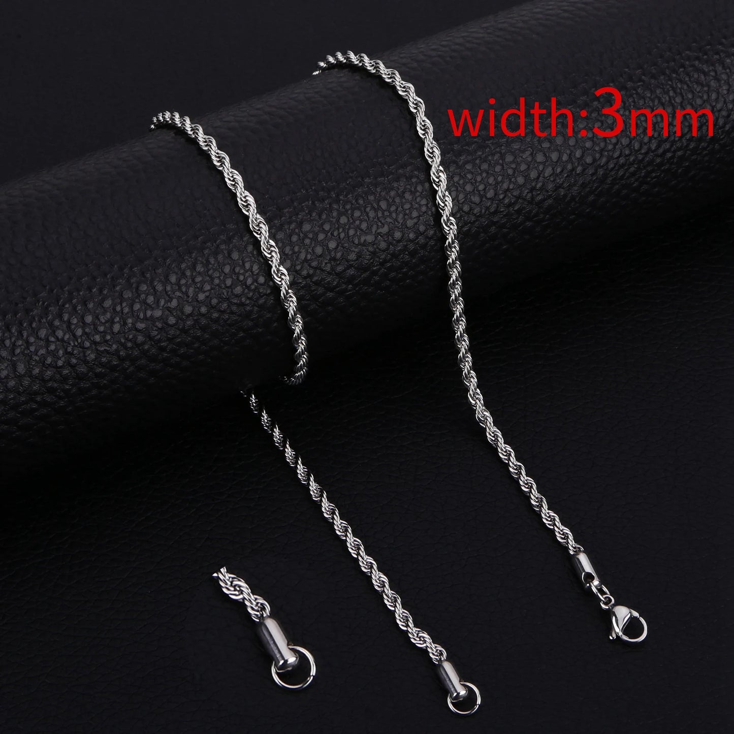 Collar HIYEE de cadena clásica de cuerda para hombre, ancho de 2/3/4/5 mm, cadena cubana tipo fígaro de acero inoxidable, joyería para hombre y mujer.