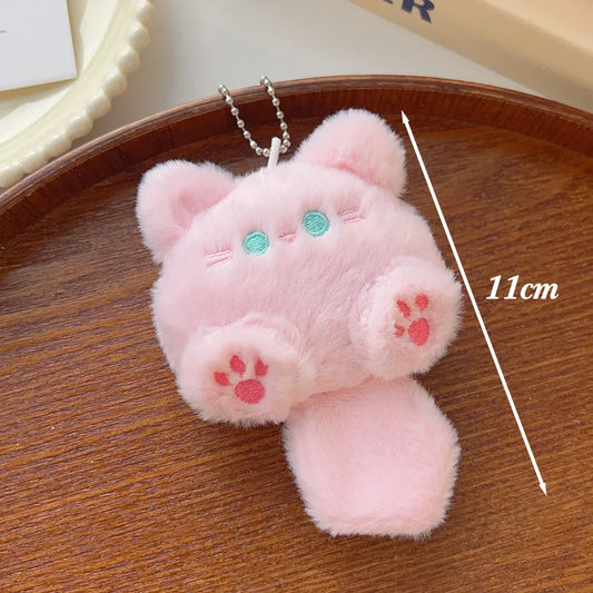PLush Cat Wallet Keychain Soft Stuffed Animal Little Cat Bag Car Pendant Keychain Trinket Kids Stuffed Keychains Accessories